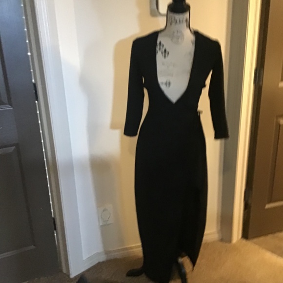 American Apparel Black Wrap Dress Full Length XS - Picture 2 of 6
